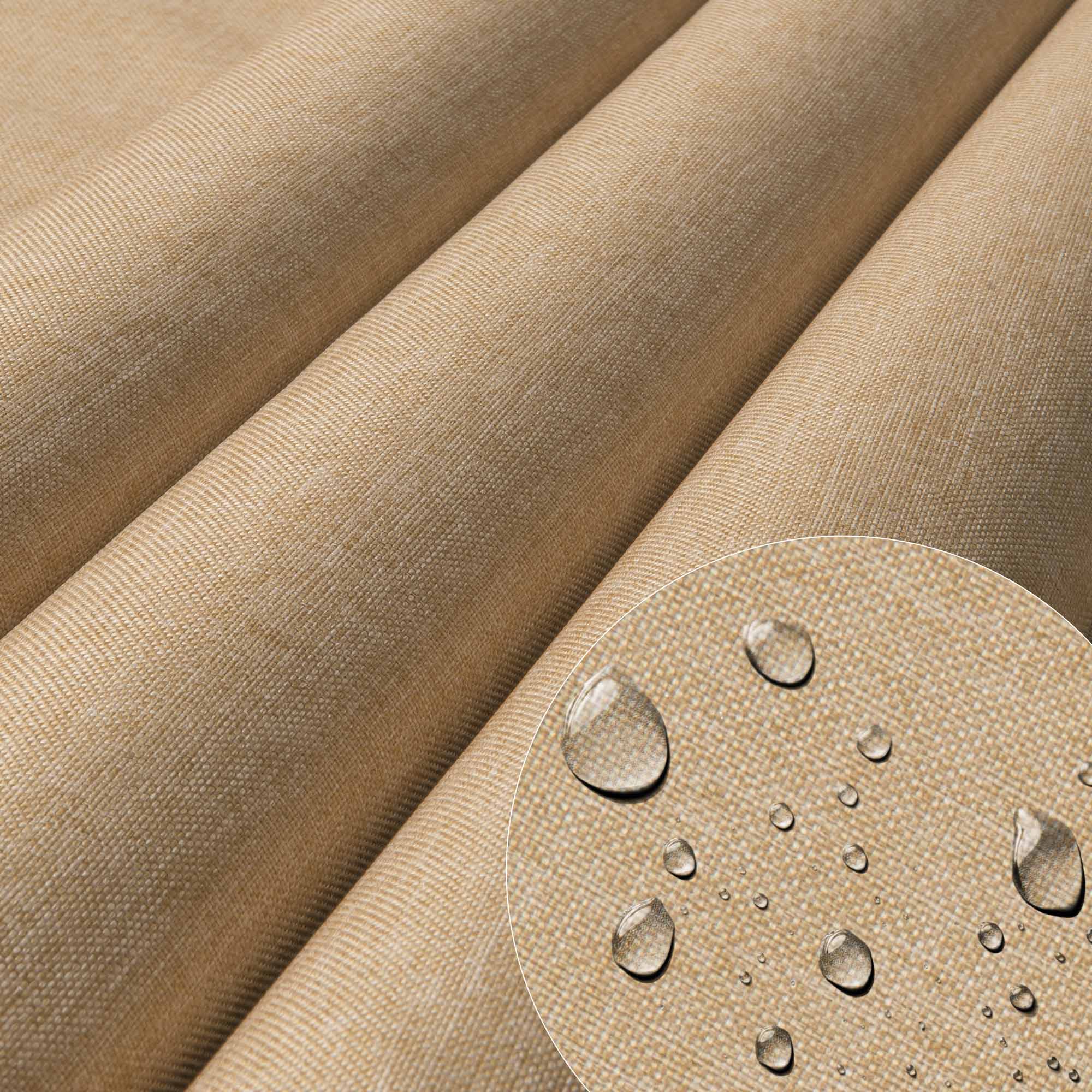 Wooden deck chair with footrest Linen imitation Desert Sand