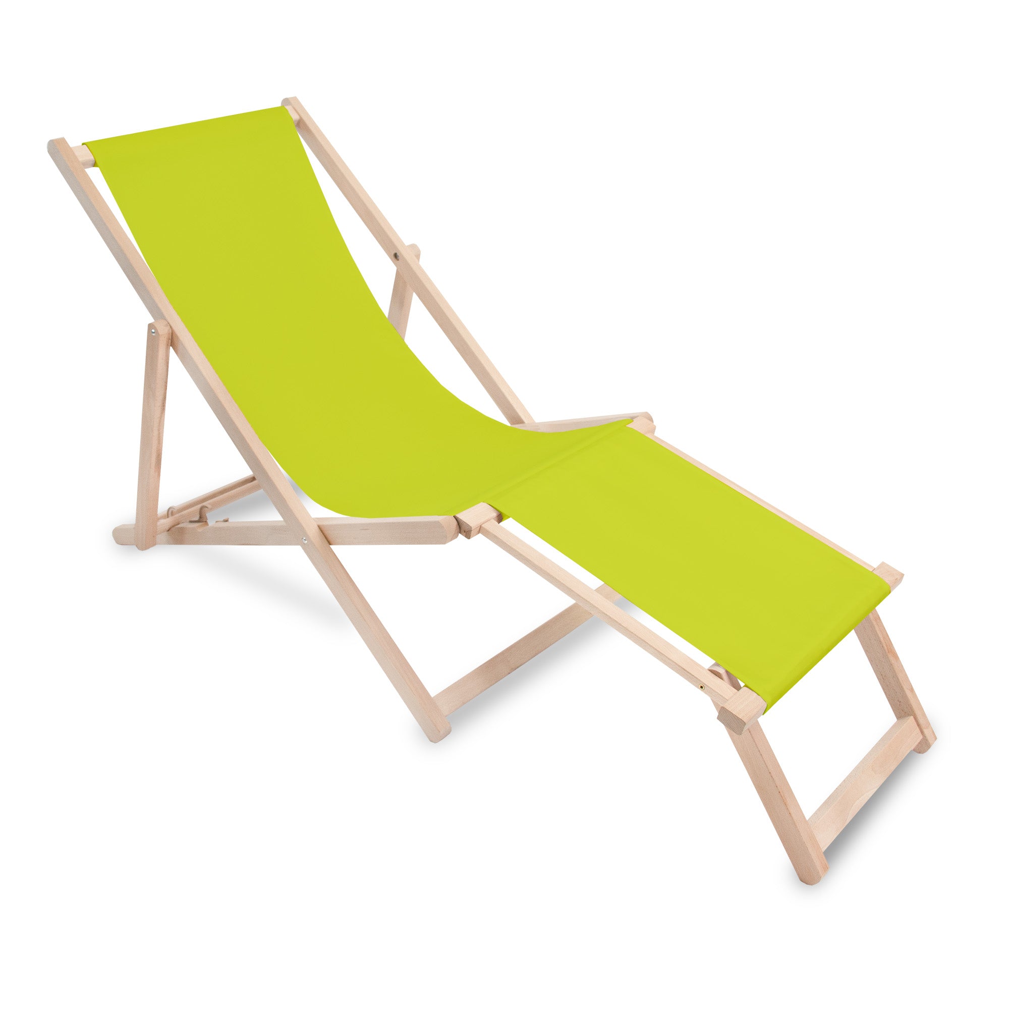 Holzliegestuhl mit Fußstütze Lime