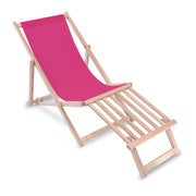 Holzliegestuhl mit Holzfußhocker Rose