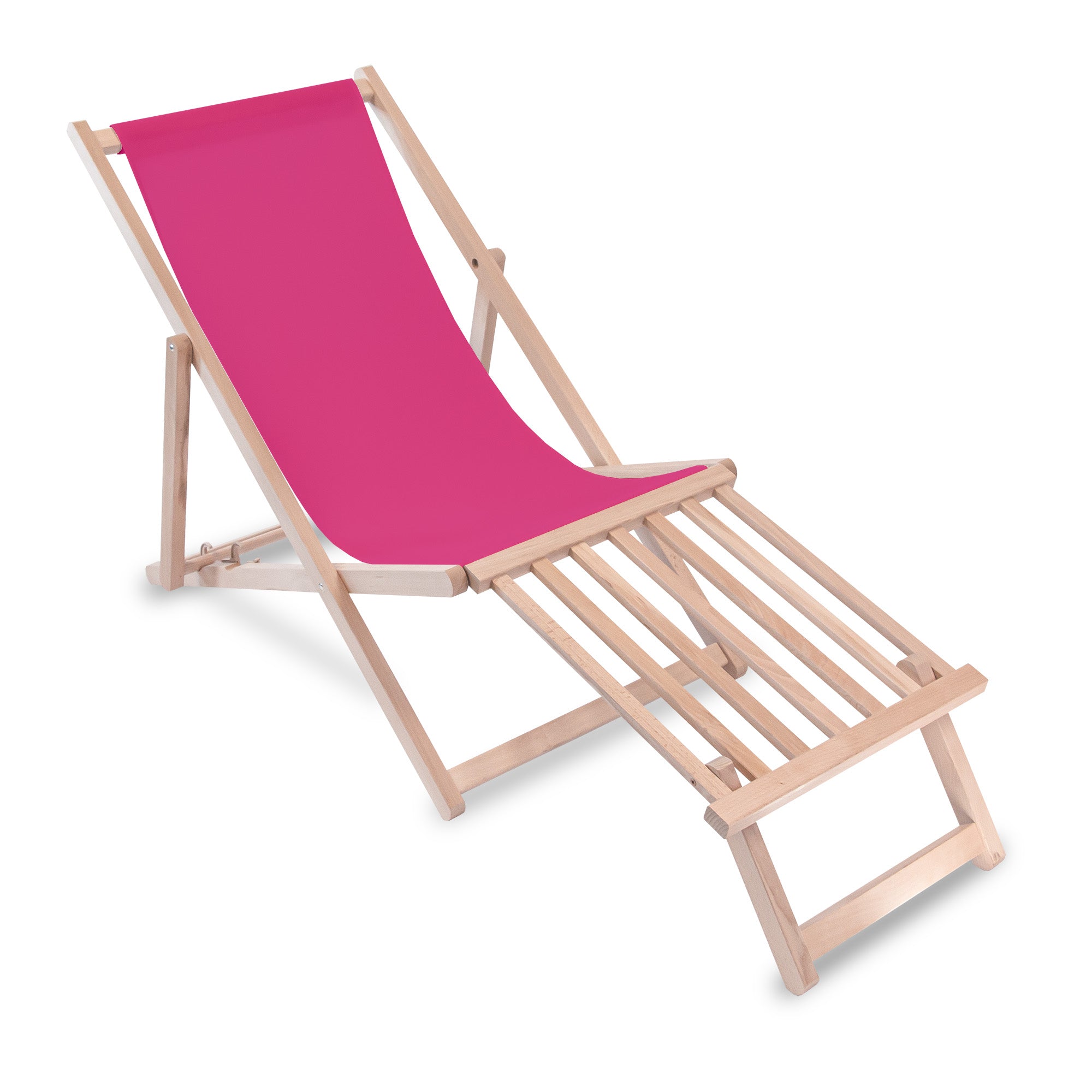 Holzliegestuhl mit Holzfußhocker Rose