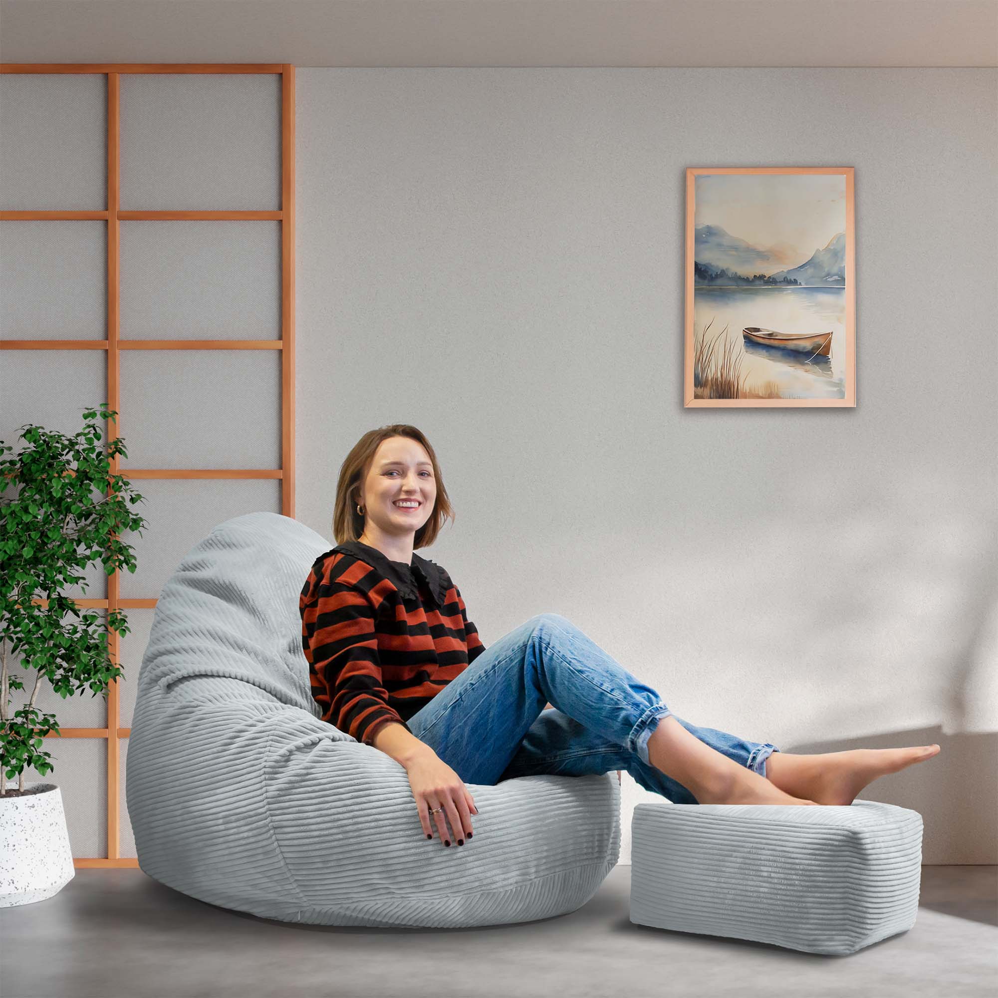 Paradise Hocker mit Fußstütze Grüne Lilie-M