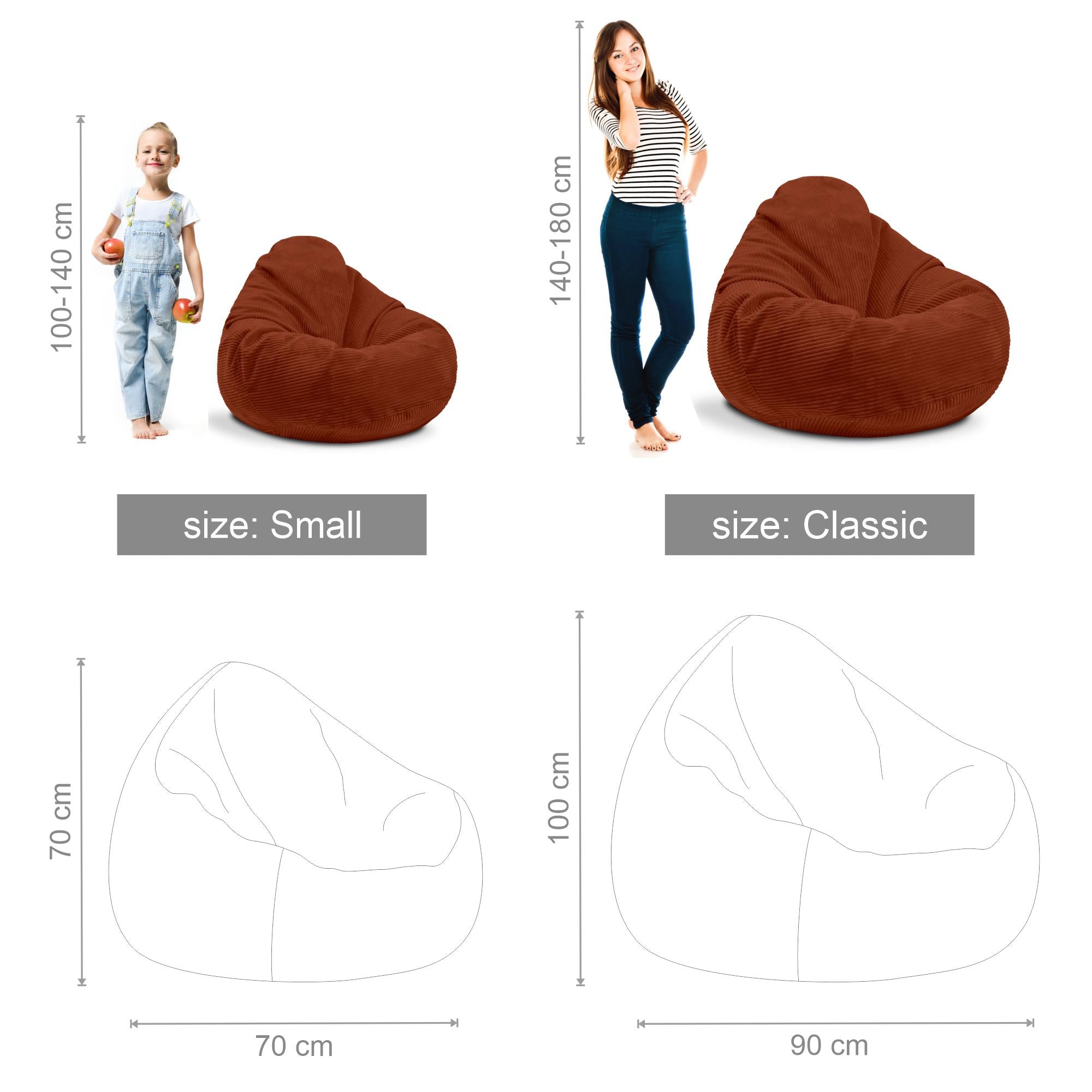 Puf Paradise z Podnóżkiem Indian tan-S