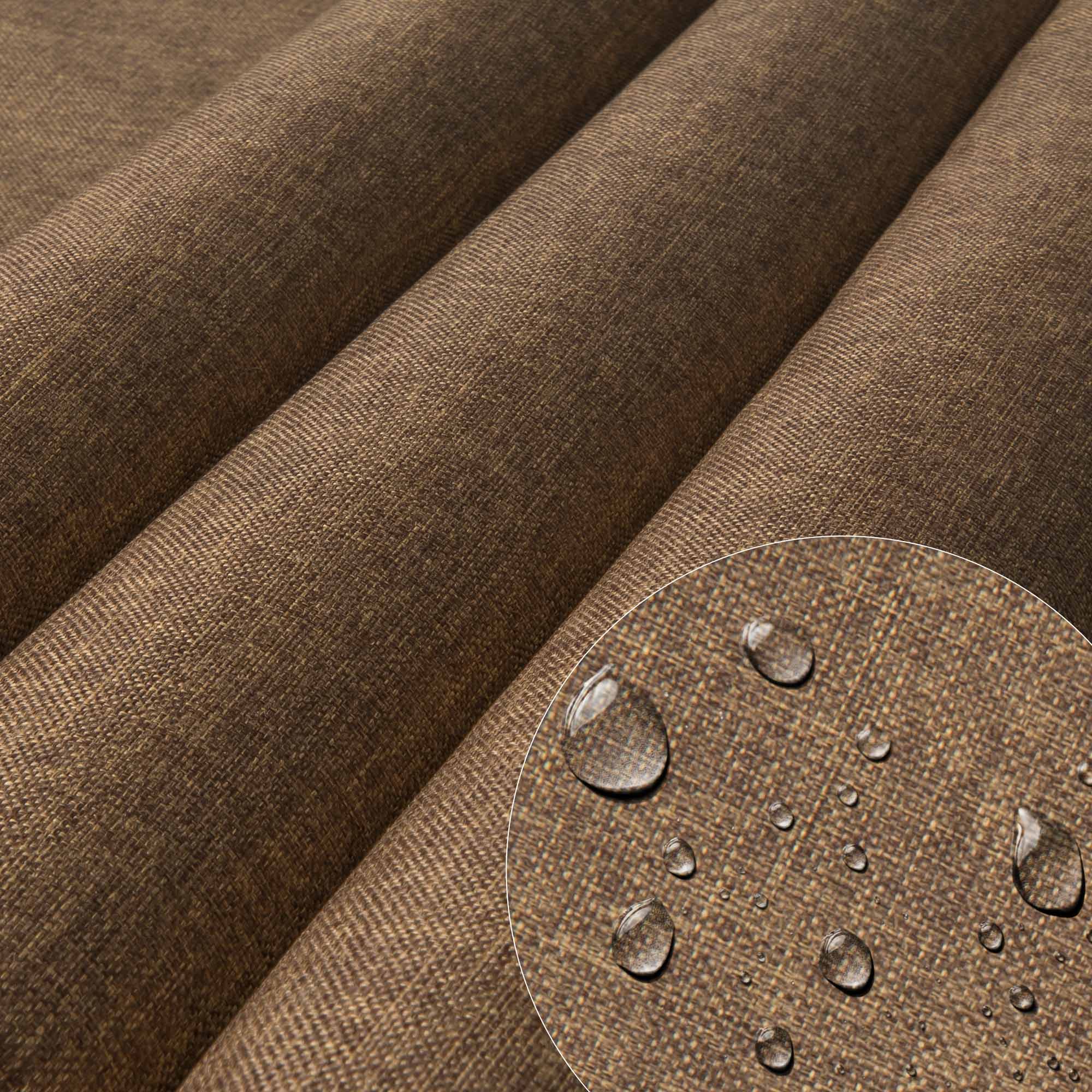 Holzliegestuhl mit Kissen Leinen-Imitat Cinnamon-S