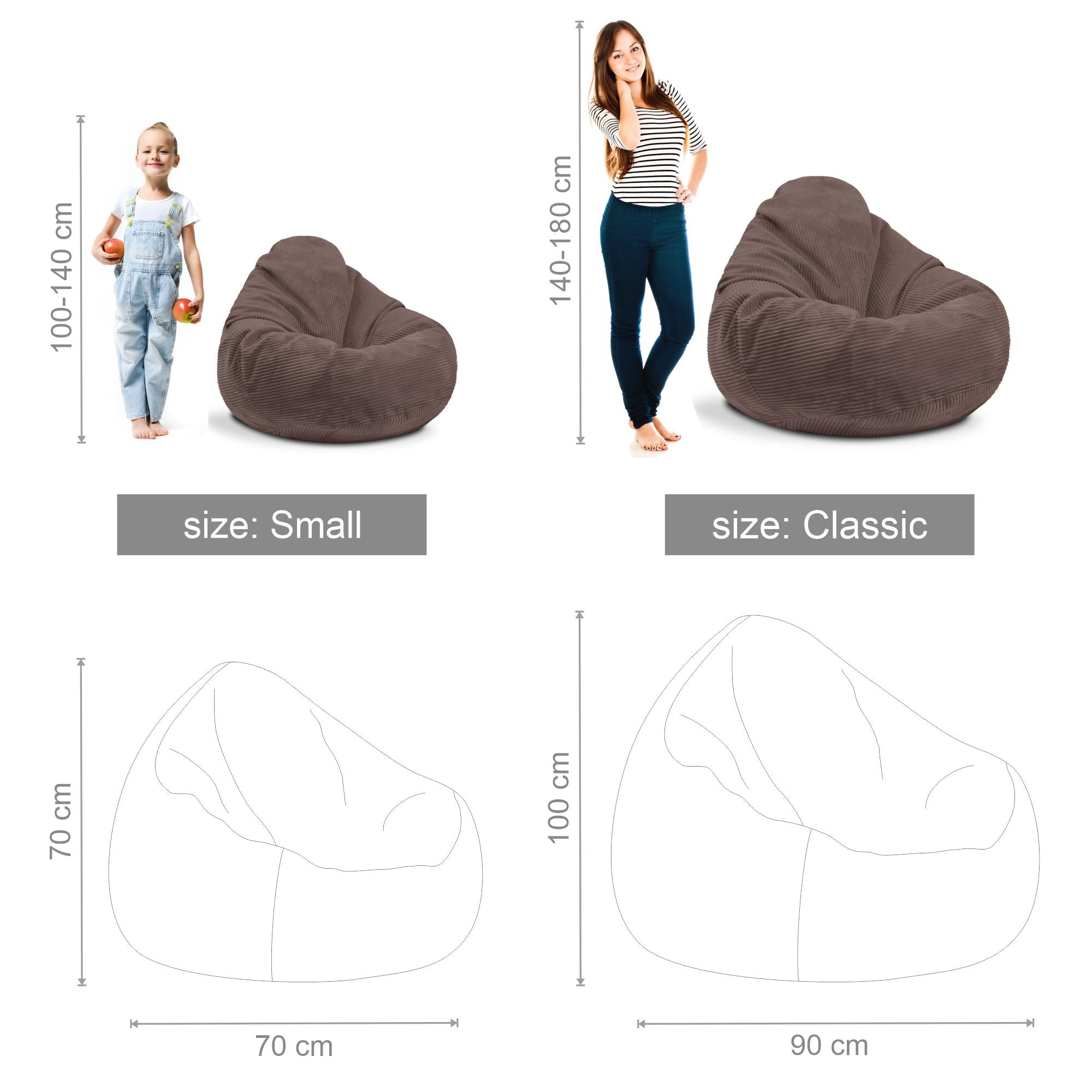 Paradise Sitzsack mit Fußhocker Roasted Cocoa-S