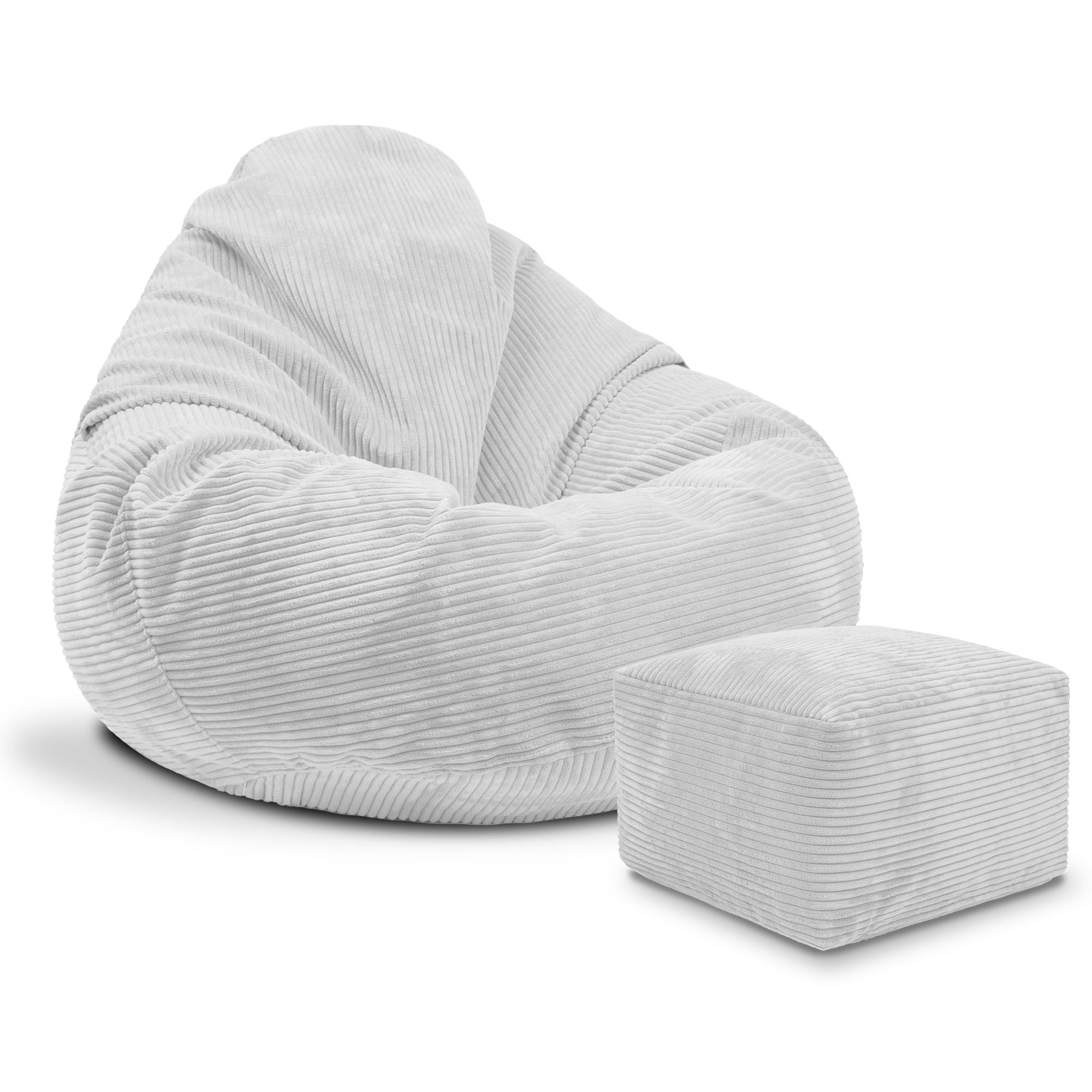 Paradise Sitzsack mit Fußhocker White Dove-M