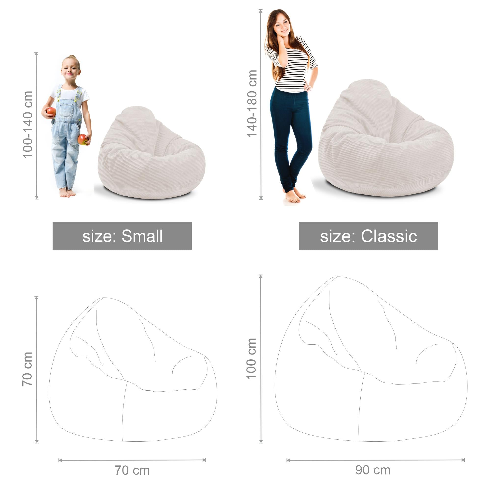 Paradise Sitzsack mit Fußhocker White Dove-M