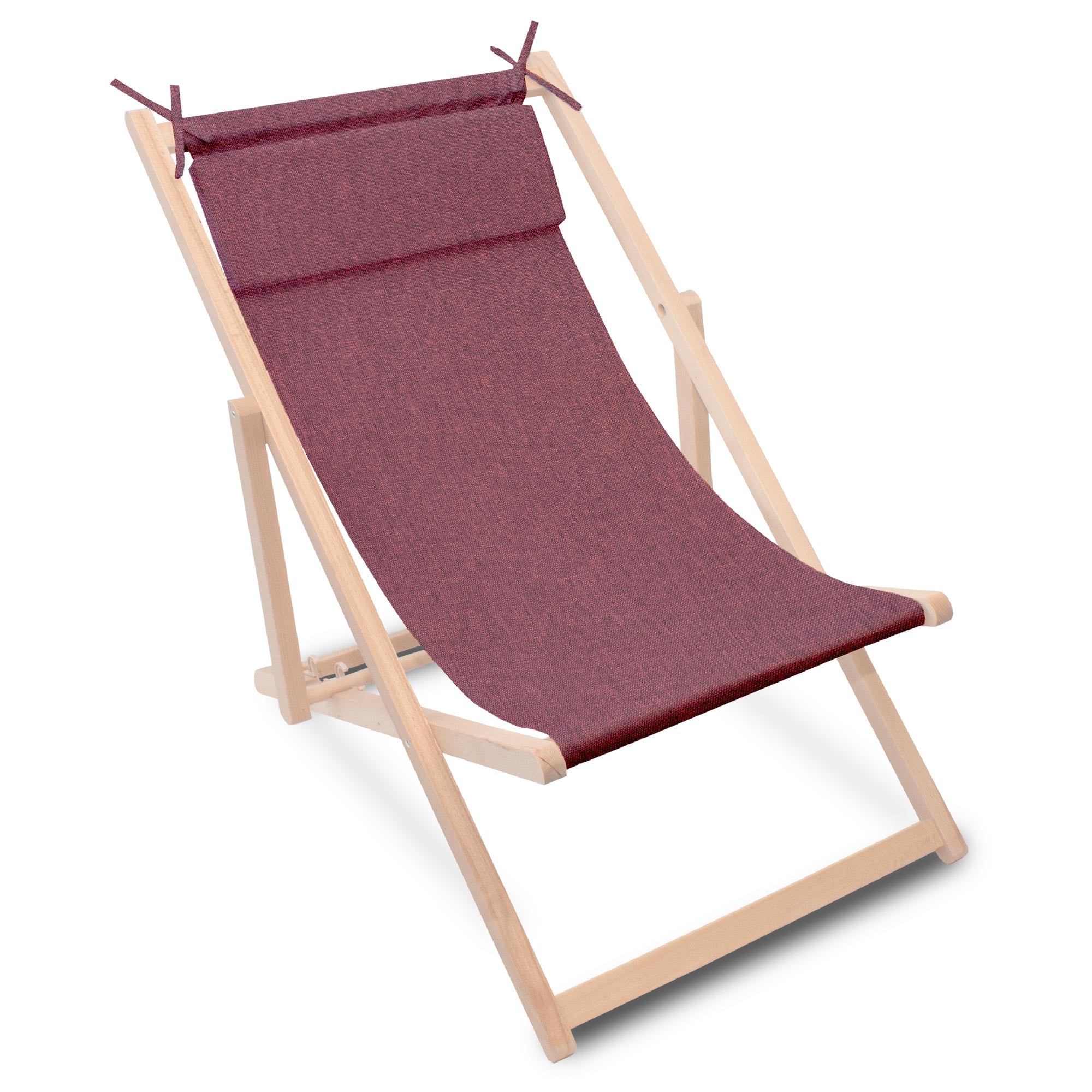 Holzliegestuhl mit Kissen Leinen-Imitat Fiery Aurora-M