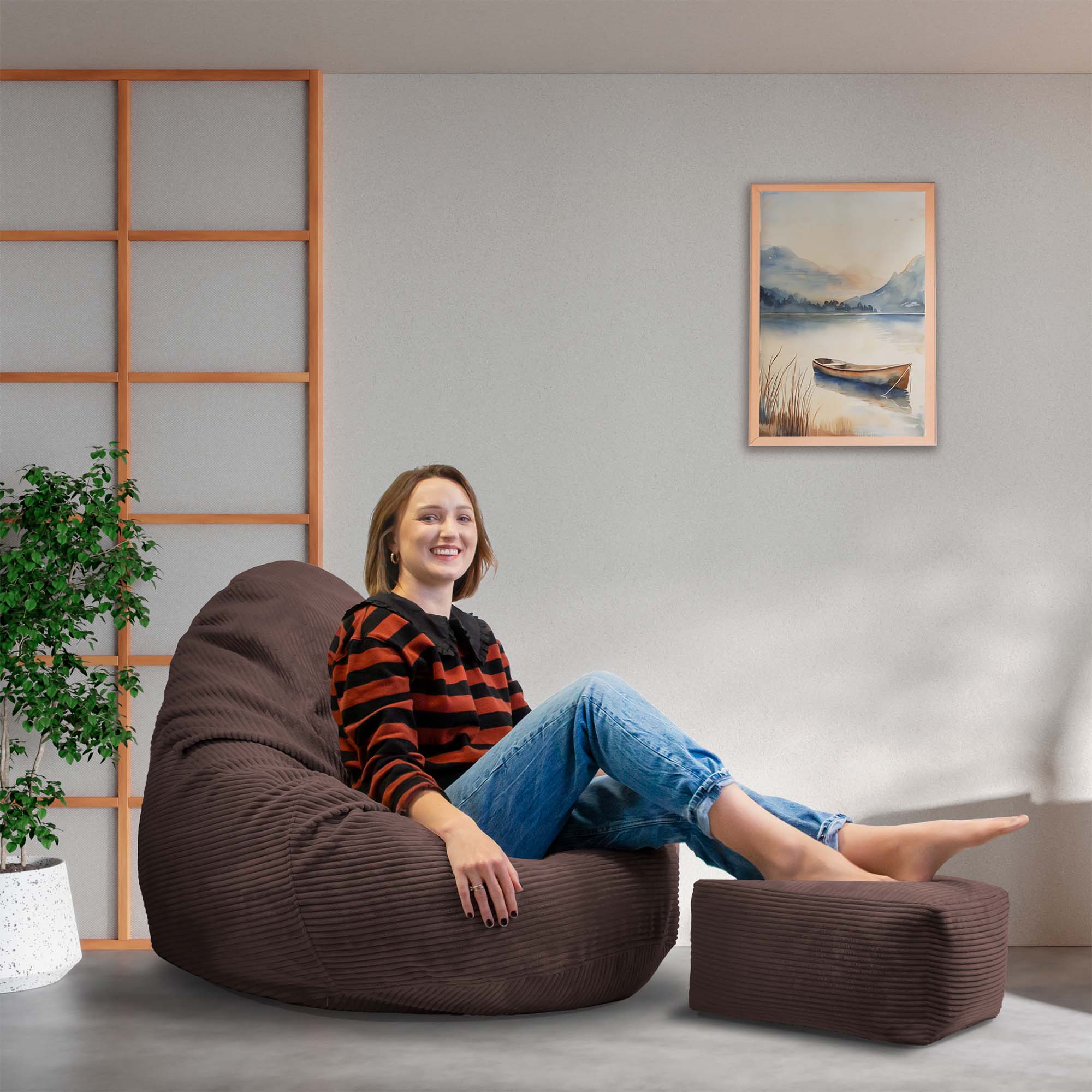 Paradise Hocker mit Fußstütze Dunkle Schokolade