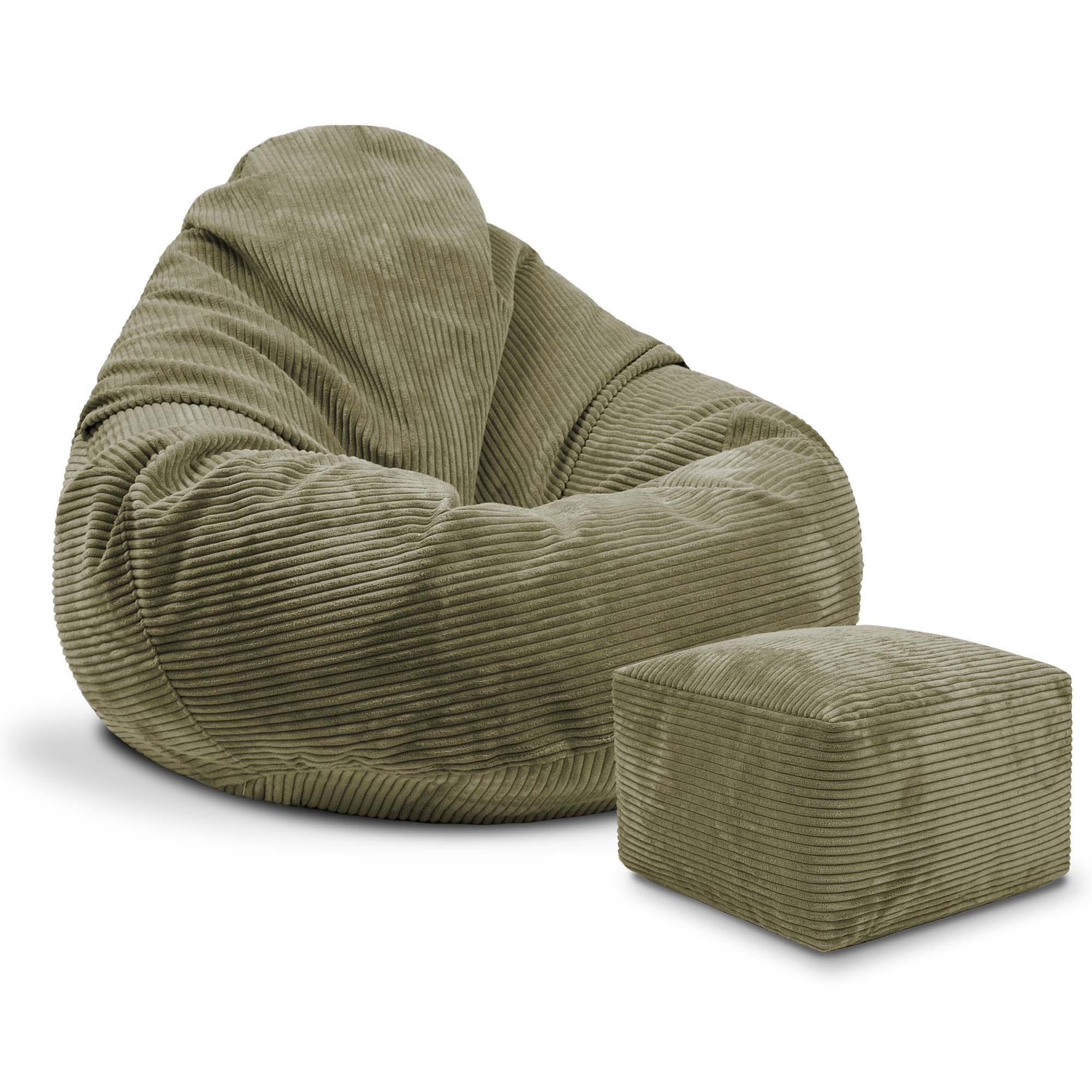 Paradise Hocker mit Fußstütze Dunkle Olive-M