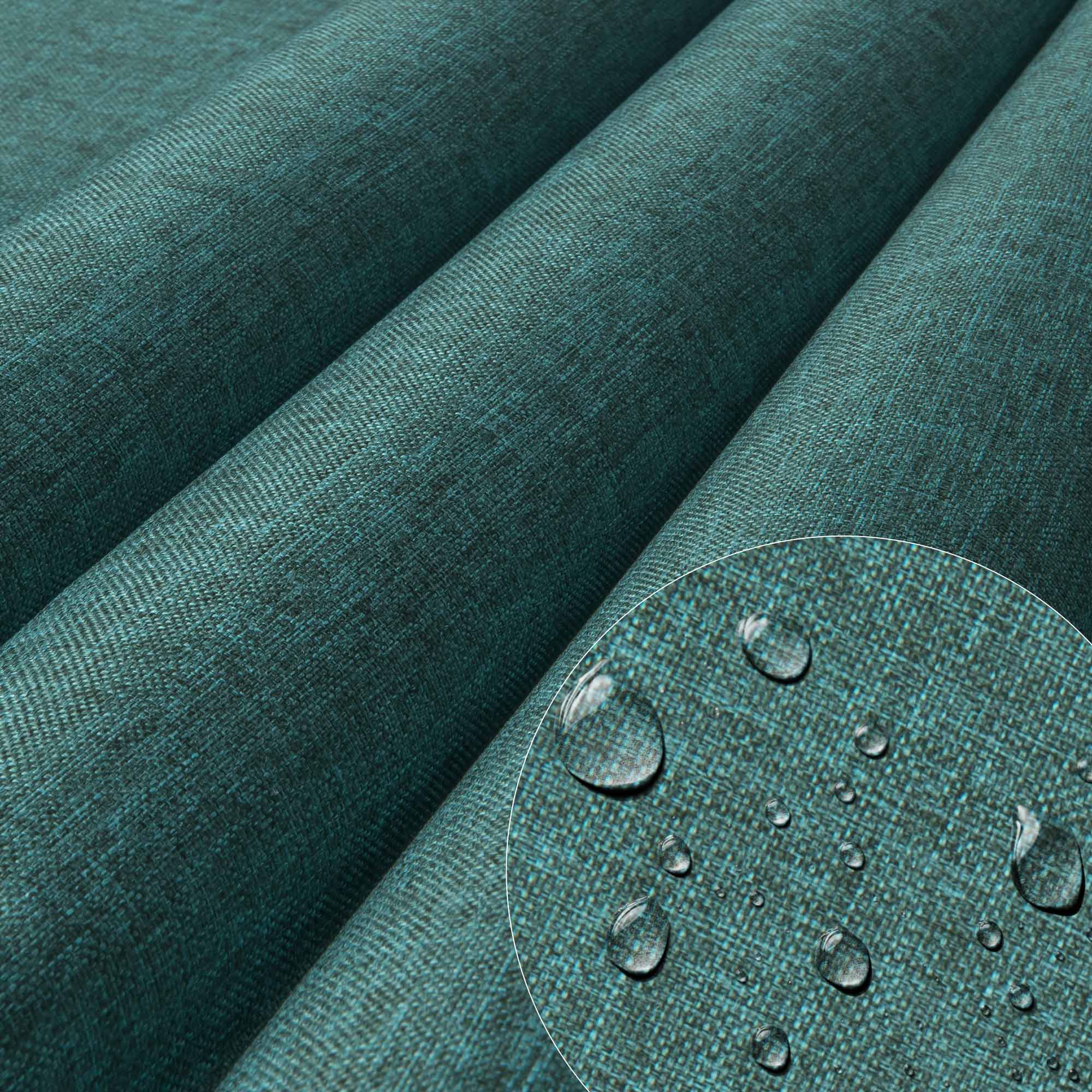 Wooden deck chair with footrest Linen imitation Sea Abyss