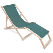 Wooden deck chair with footrest Linen imitation Sea Abyss