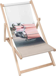 Holzliegestuhl Sommerliches rosa Auto