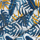 Blue Gold Leaves-Tablecloth Fabric