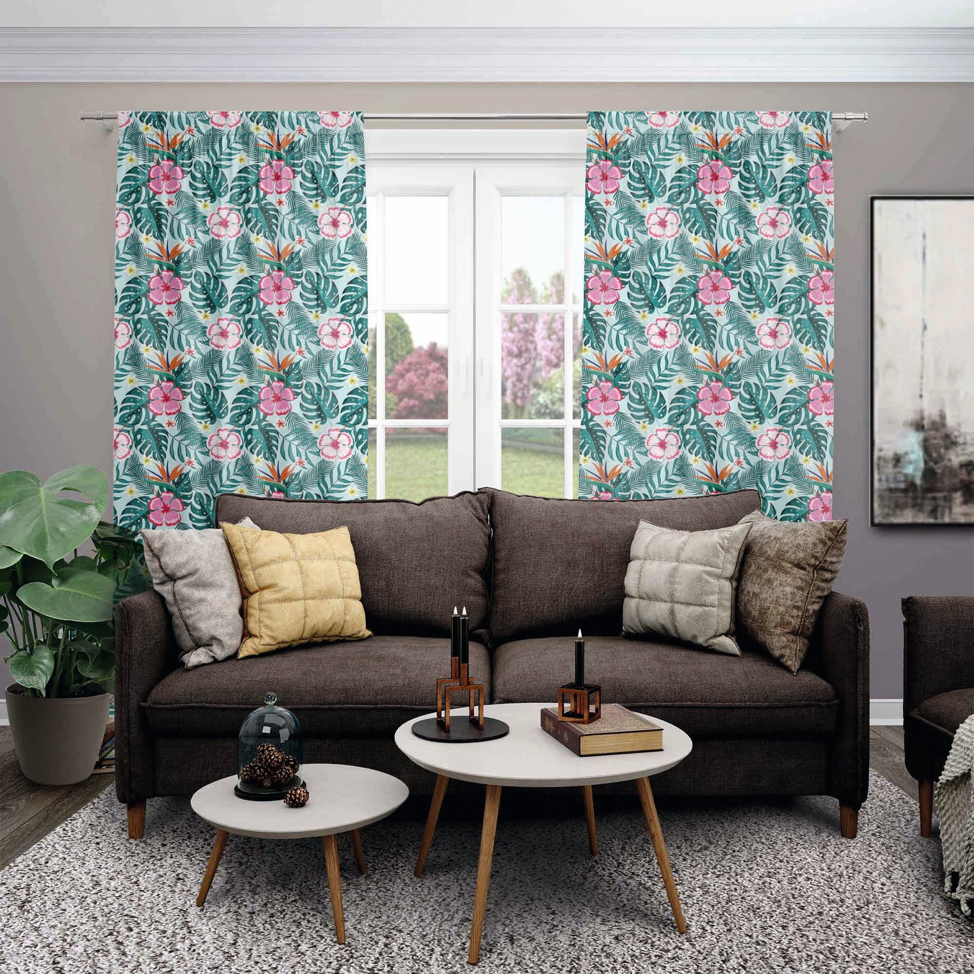 Neon Exotic Flowers-Mikrofaser Flach
