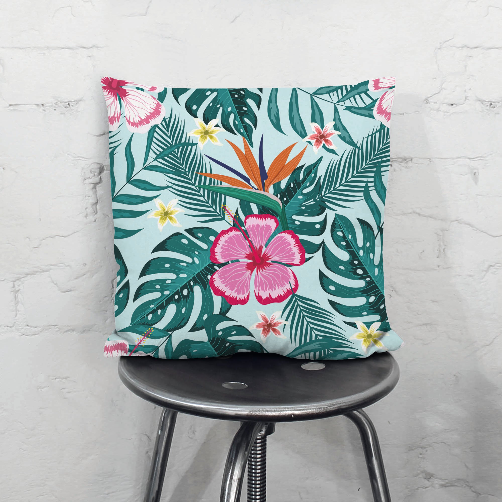 Neon Exotic Flowers-Mikrofaser Flach