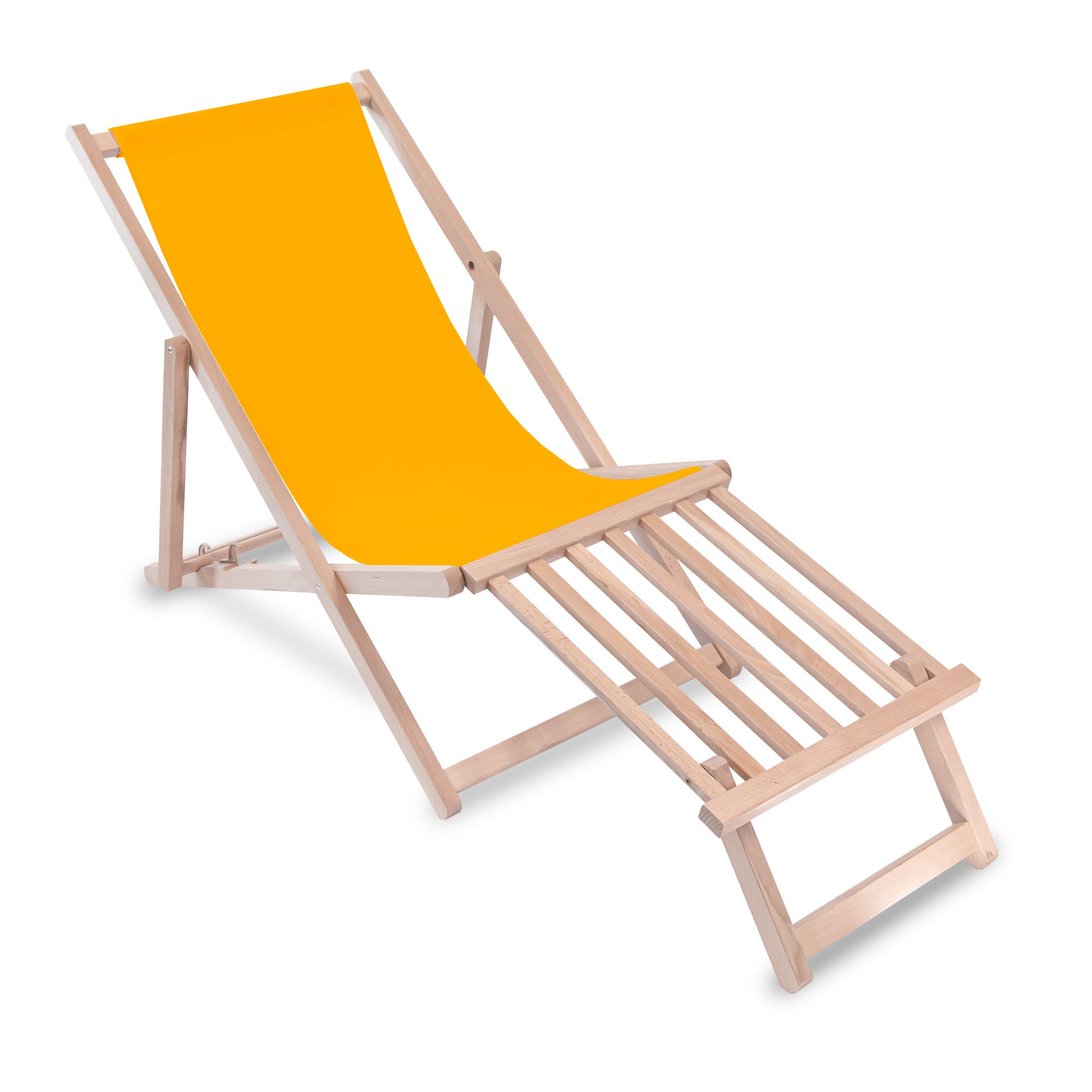 Wooden deck chair with wooden footrest Mango