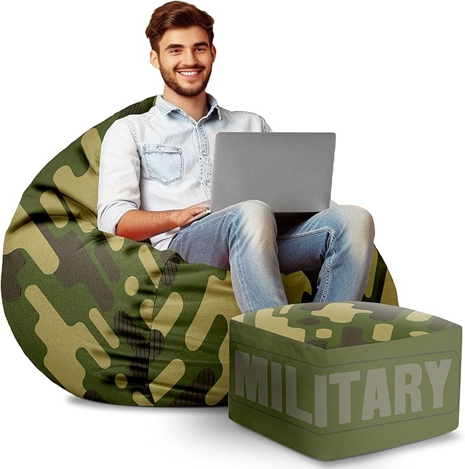 Paradise Sitzsack mit Fußhocker Military
