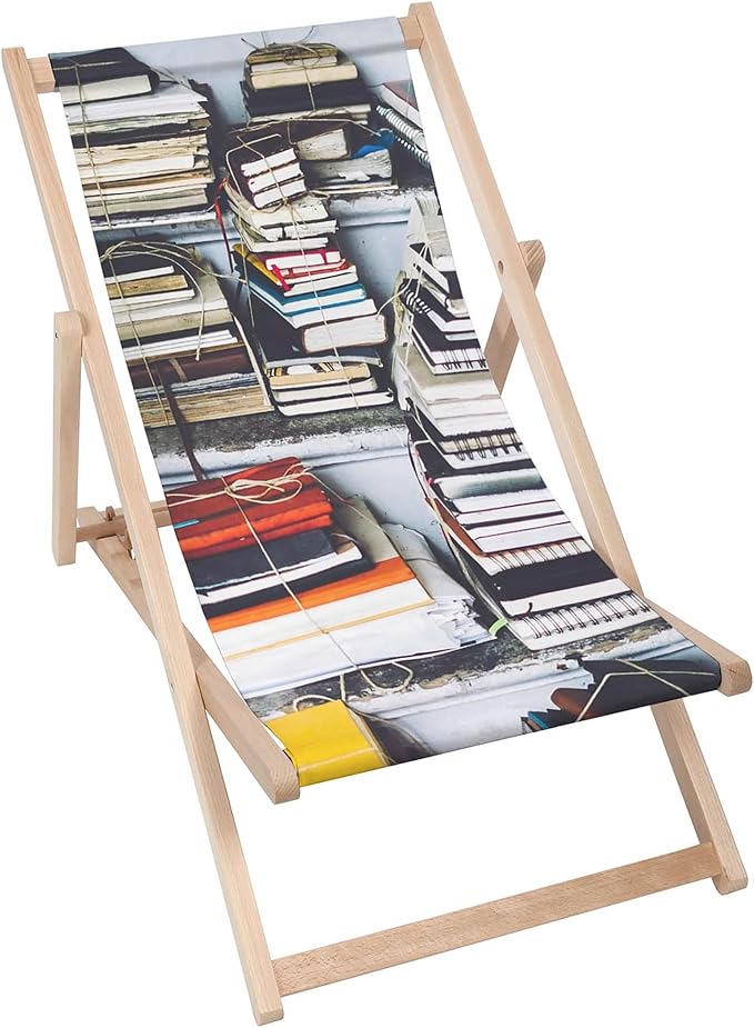 Holzliegestuhl Retro-Bücher