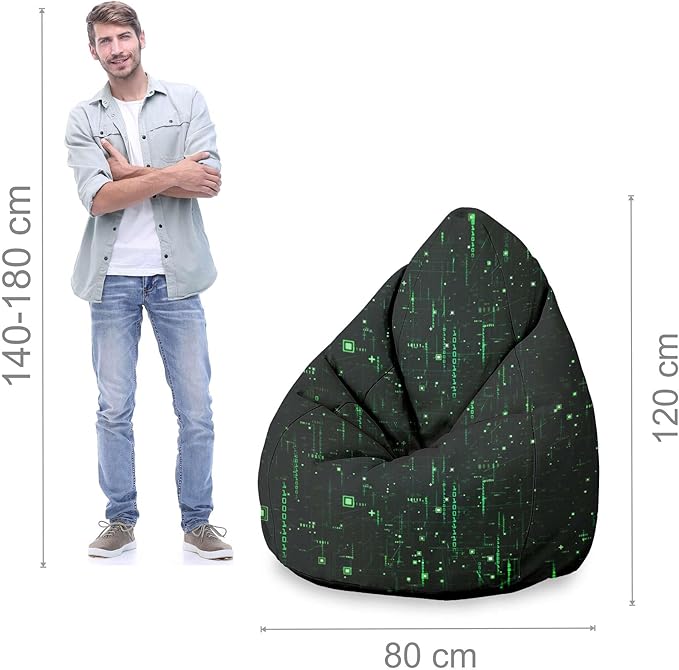 Sitzpouf Birnenform mit Fußstütze Cyberpunk-Oxford