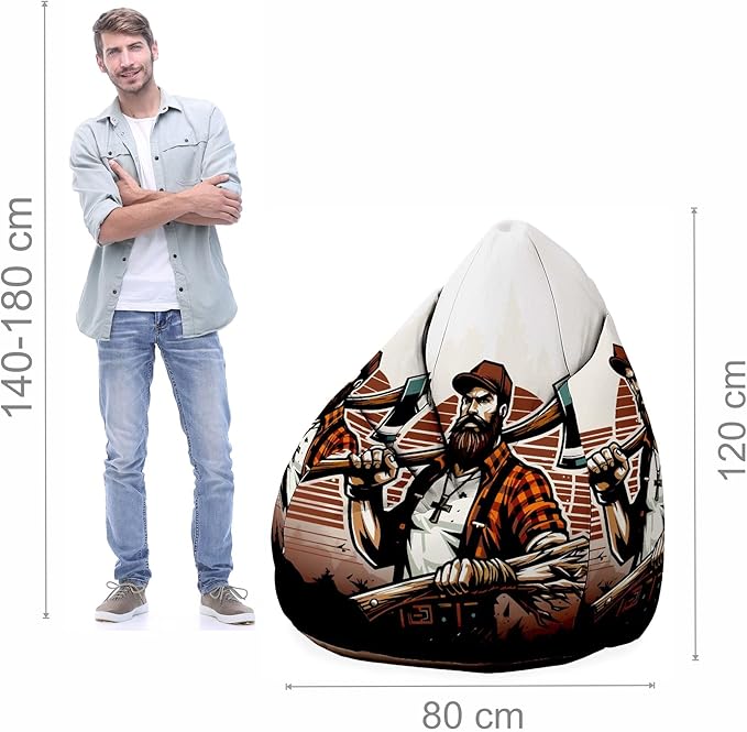 Birnenförmiger Sitzsack mit Fußstütze Lumberjack-Oxford