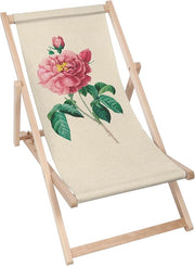 Holzliegestuhl Vintage Rosa Blumen