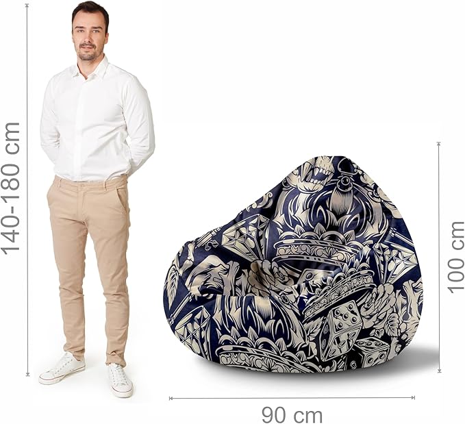 Paradise Sitzsack mit Fußhocker Black Tattoos