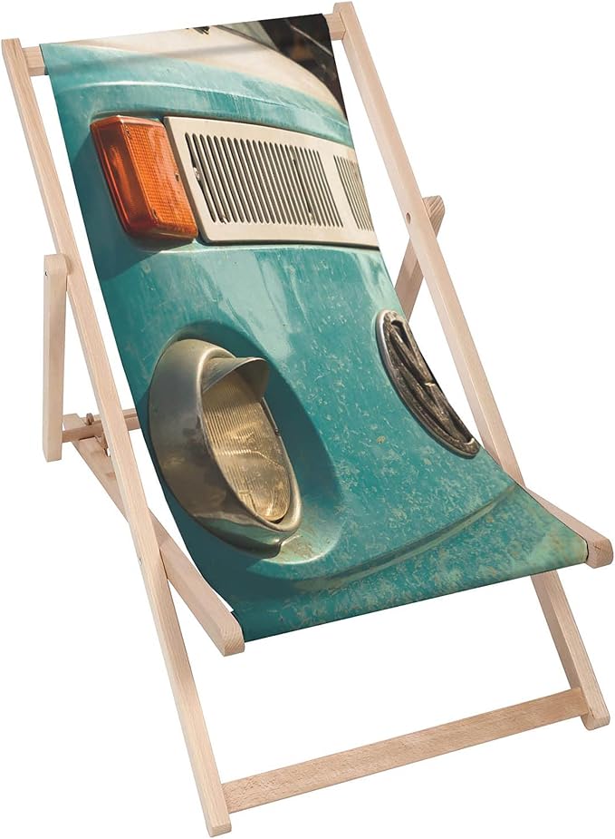 Holzliegestuhl Blauer Camper