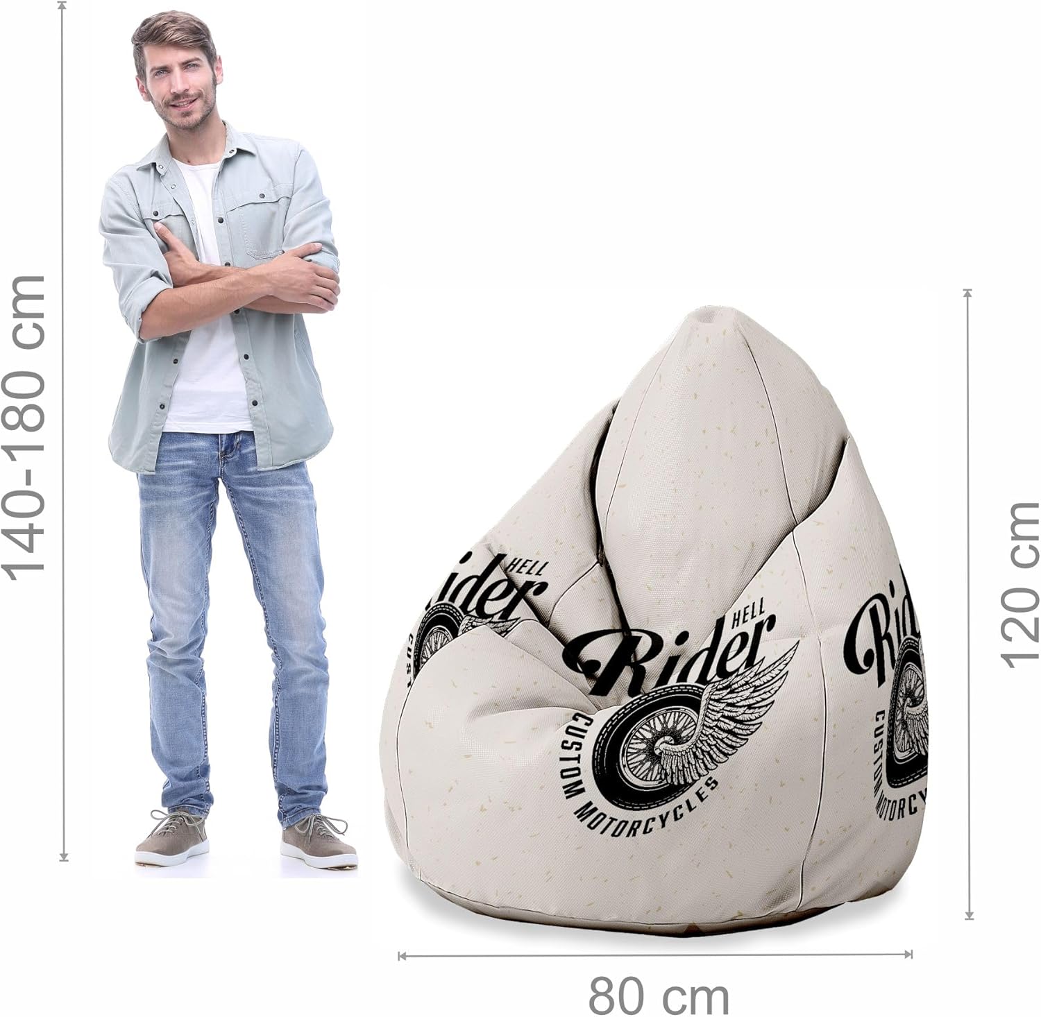 Birnenförmiger Sitzsack mit Fußstütze Vintage Motorbike