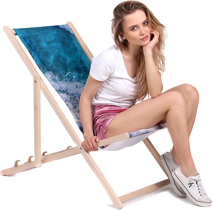 Holzliegestuhl Strandwellen