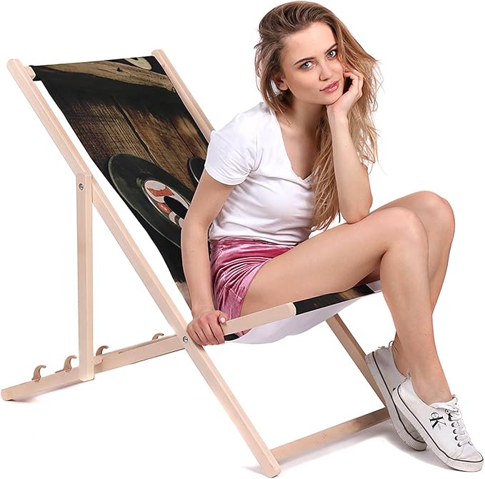 Drevené ležadlo Vinylové platne