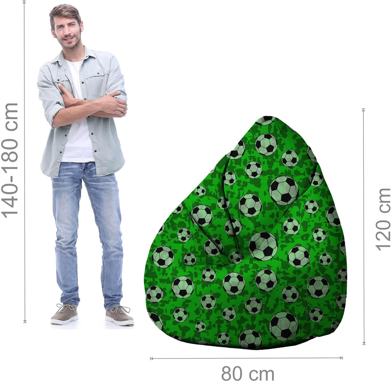Birnenförmiger Sitzsack mit Fußstütze Soccer-Oxford