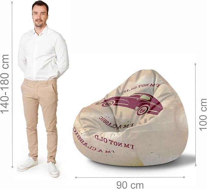 Paradise Sitzsack mit Fußhocker Vintage Cars-Velvet