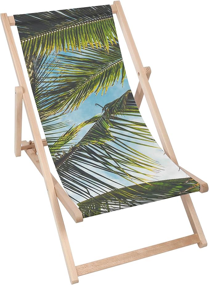Holzliegestuhl Palmblätter