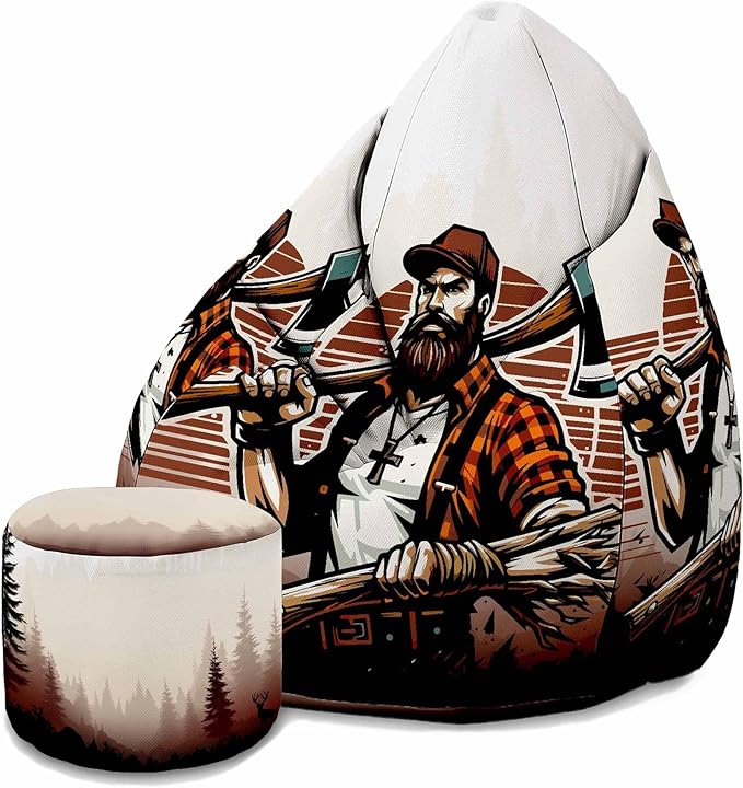 Birnenförmiger Sitzsack mit Fußstütze Lumberjack
