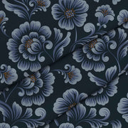 Dunkelblaue Blumen-Tischdeckenstoff