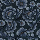 Dunkelblaue Blumen-Oxford