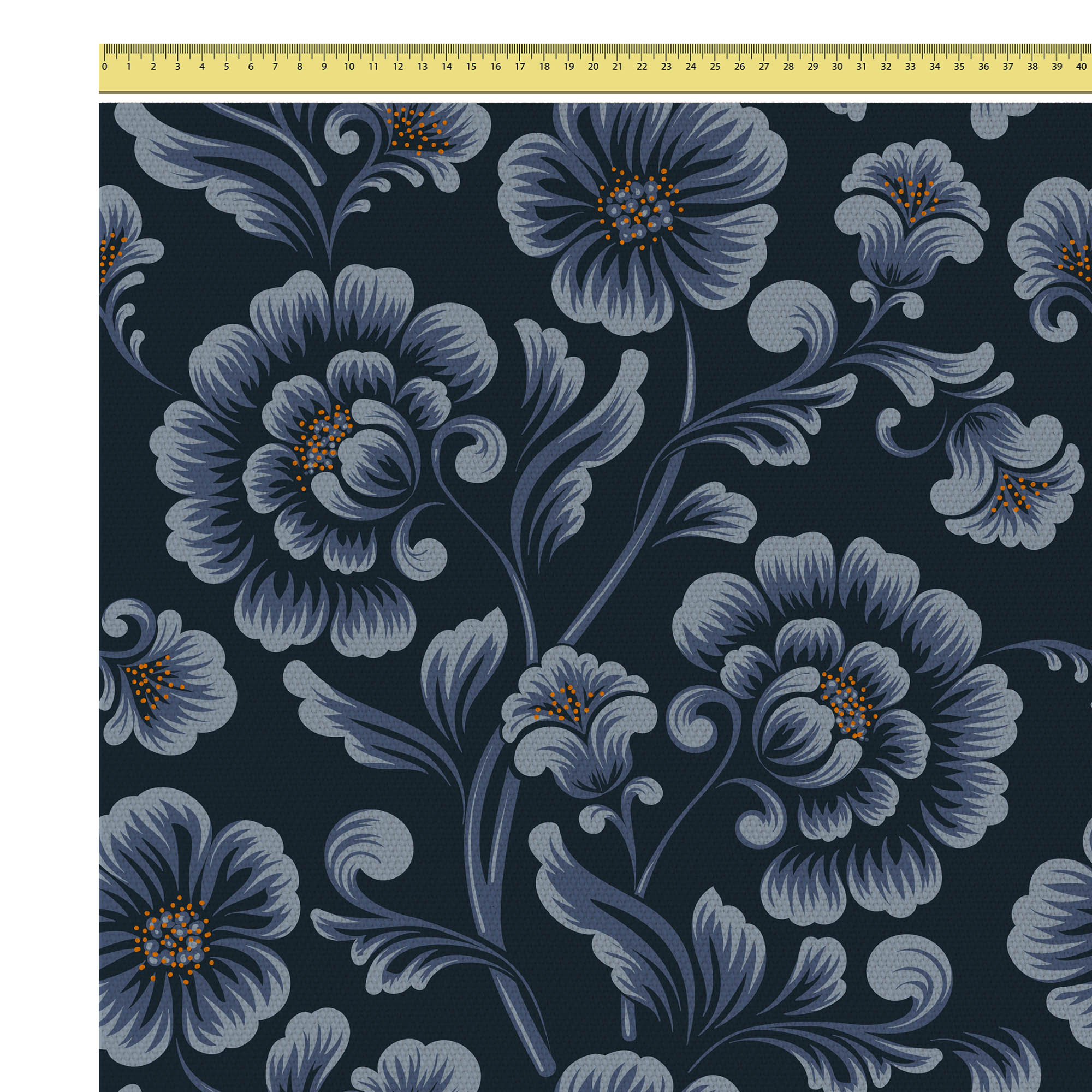 Dunkelblaue Blumen-Tischdeckenstoff