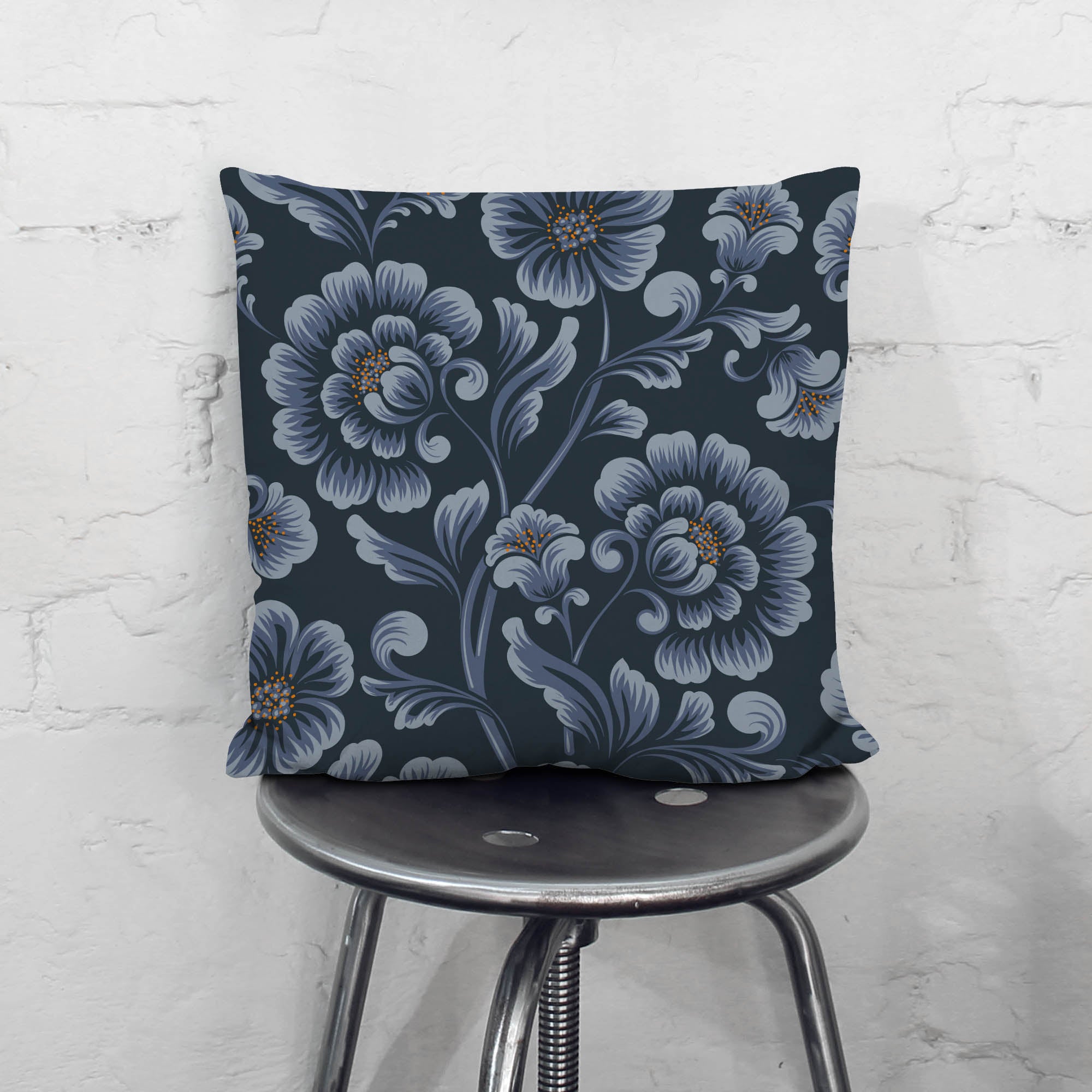 Dunkelblaue Blumen-Tischdeckenstoff