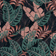 Tropical Dark Pink and Green Leaves-Tkanina Obrusowa