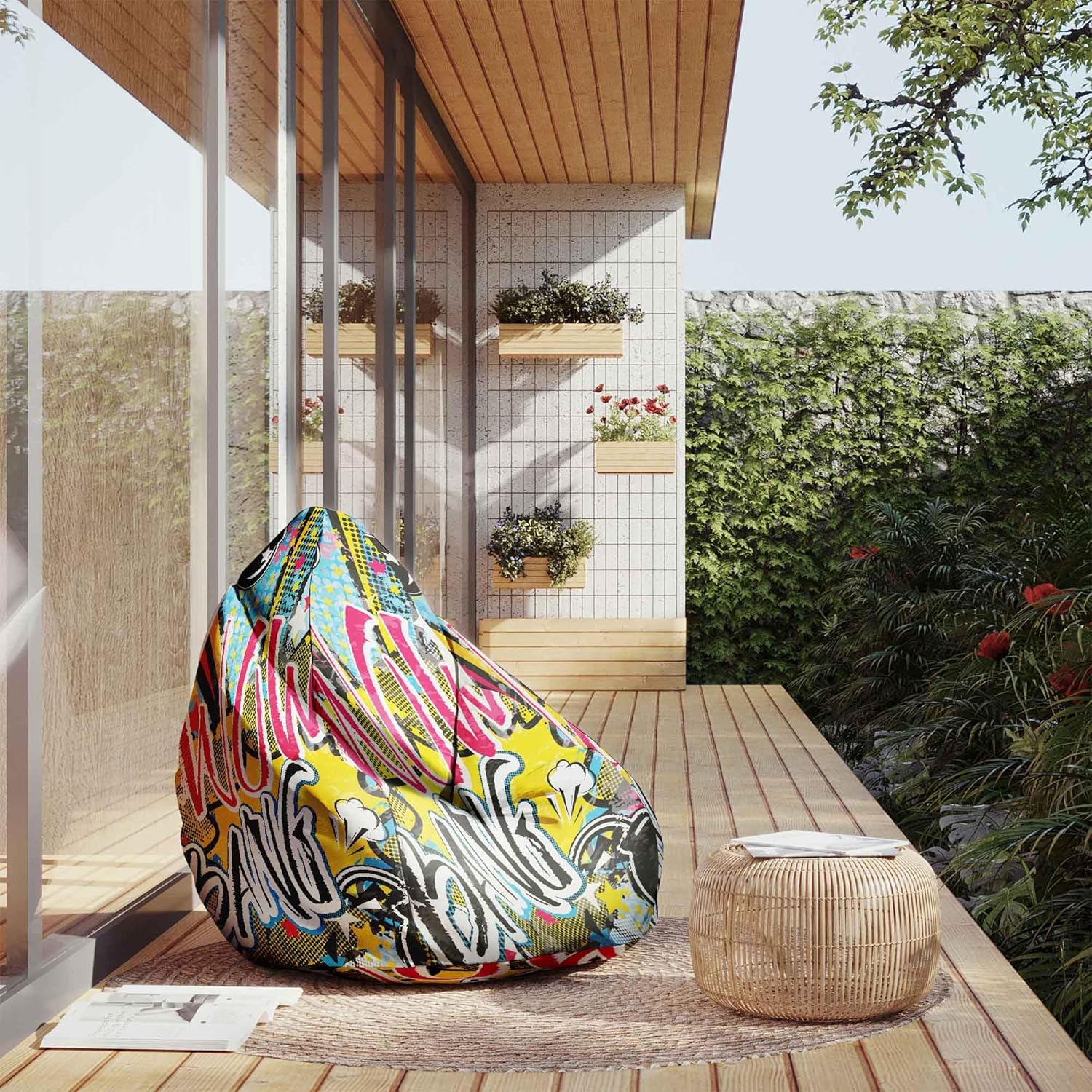Sitzsack Pearshape mit Fußstütze Wow Samt