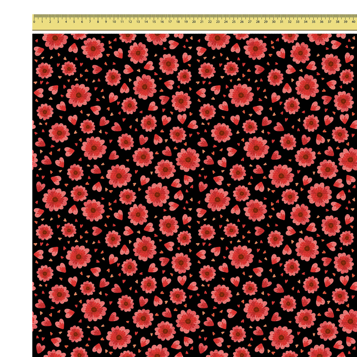 Rote Blumen und Herzen