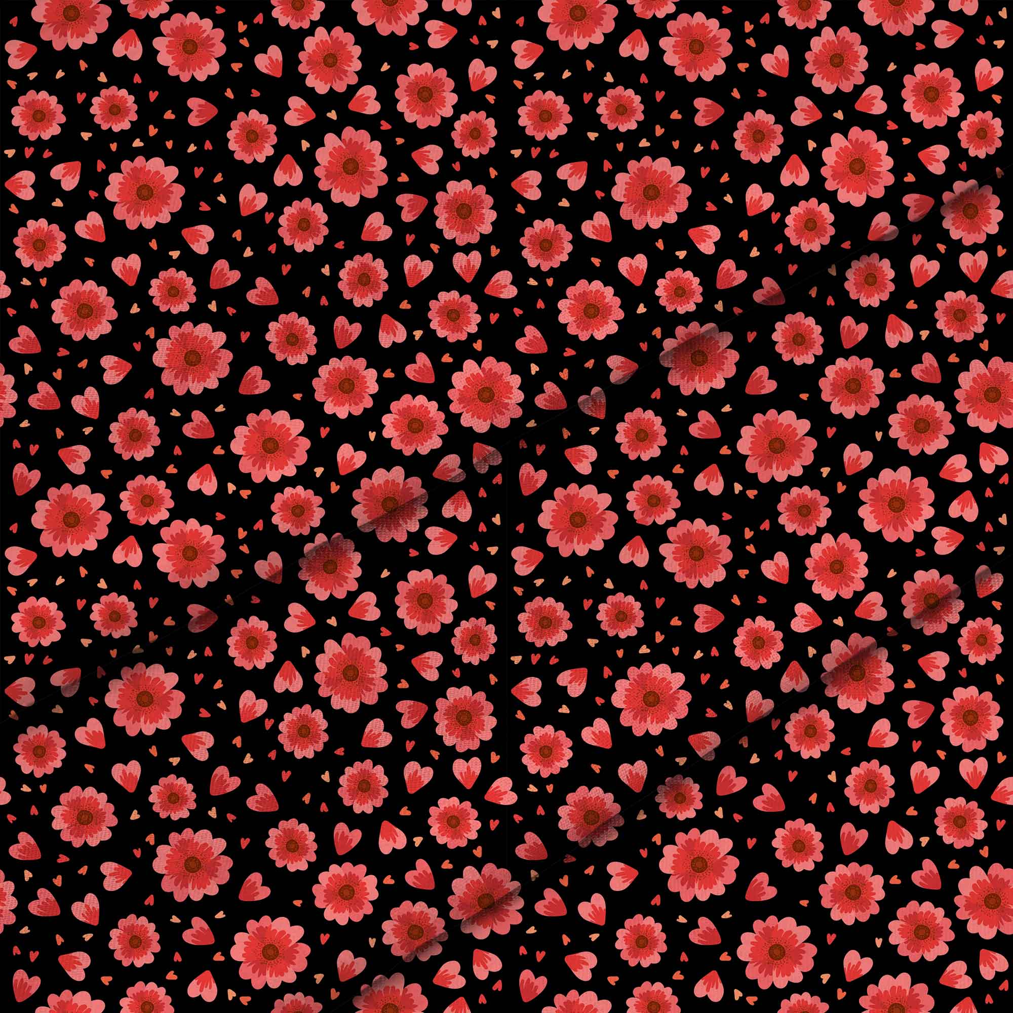 Rote Blumen und Herzen