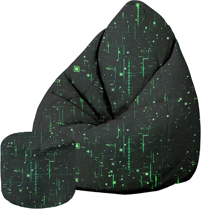 Sitzpouf Birnenform mit Fußstütze Cyberpunk