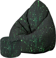 Sitzpouf Birnenform mit Fußstütze Cyberpunk-Oxford
