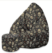 Birnenförmiger Sitzsack mit Fußstütze Skull-Oxford