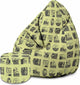 Birnenförmiger Sitzsack mit Fußstütze Petrol Color-Velvet