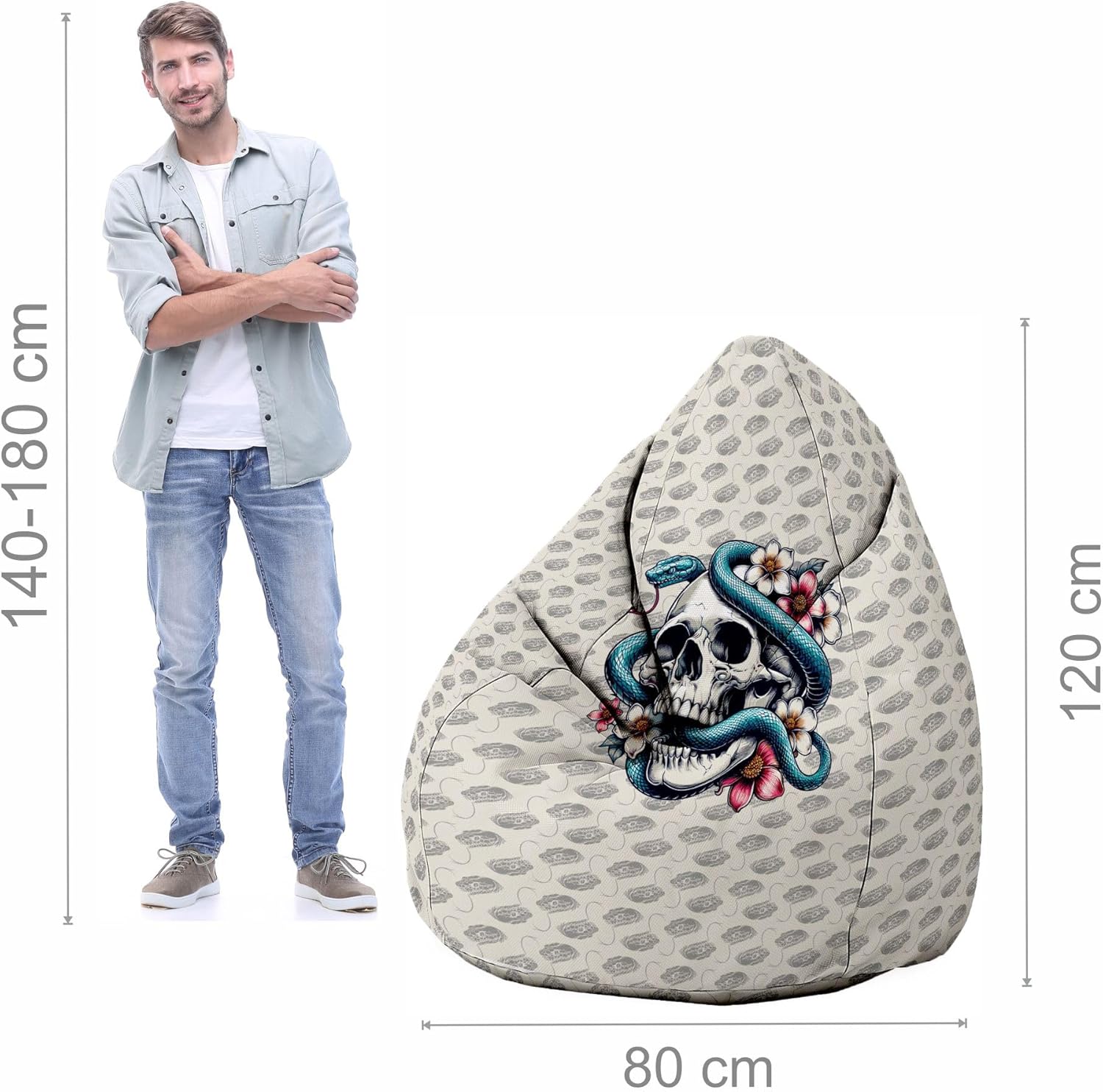 Puf Pearshape z podnóżkiem Snake Skull Flower-Velvet