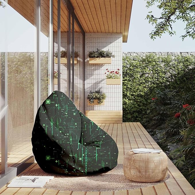 Sitzpouf Birnenform mit Fußstütze Cyberpunk