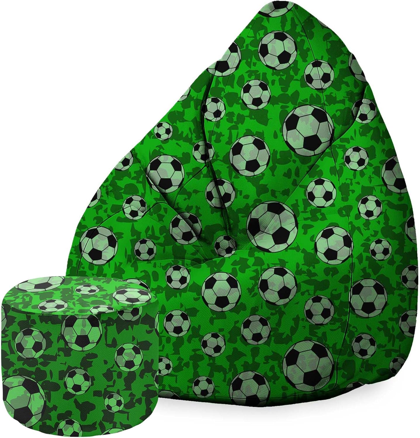Birnenförmiger Sitzsack mit Fußstütze Soccer-Oxford