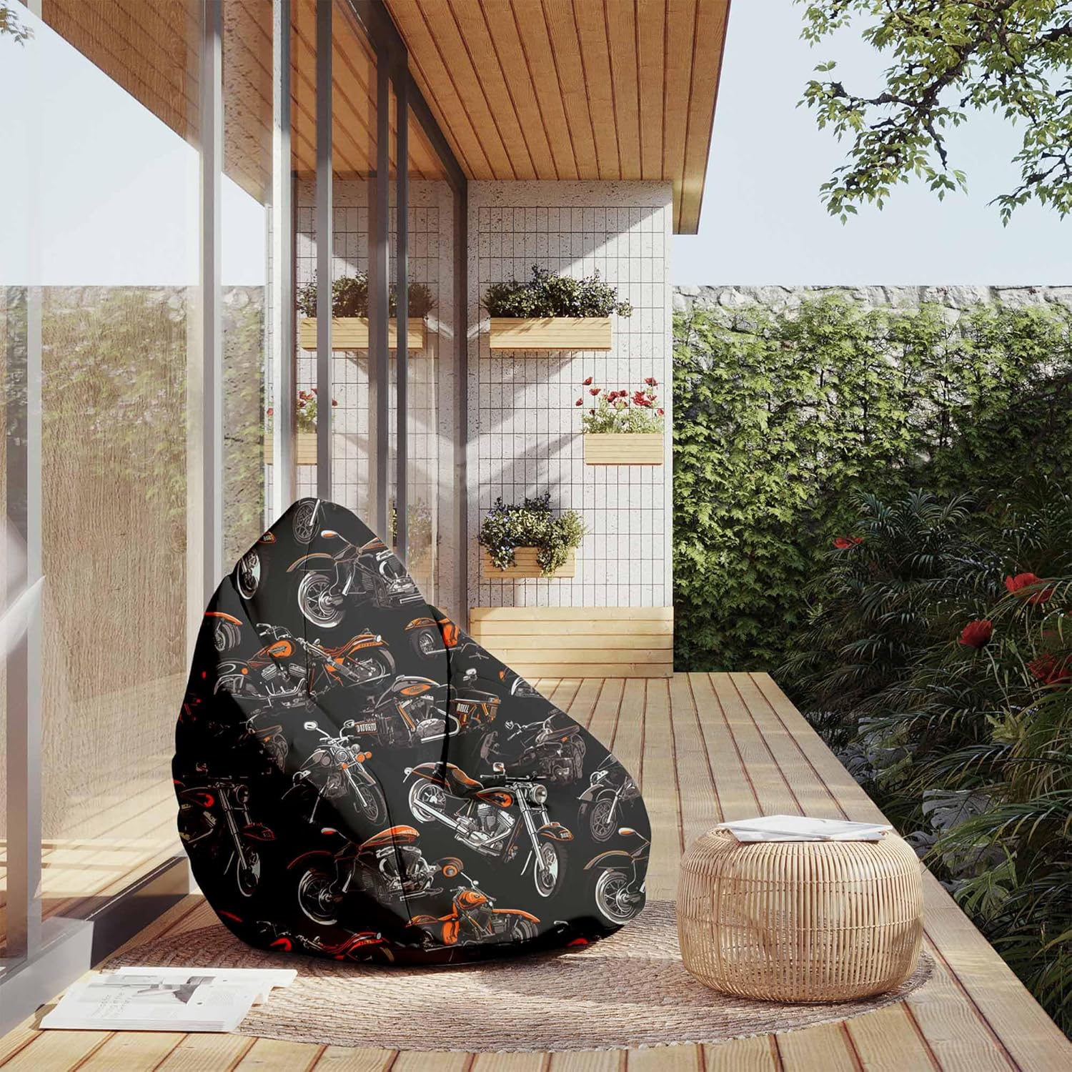 Birnenförmiger Sitzsack mit Fußstütze Motorcycle